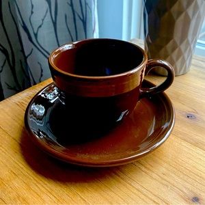 Rare Vintage 2pc Brown Fiestaware Mug Cup & Saucer Plate Homer Laughlin